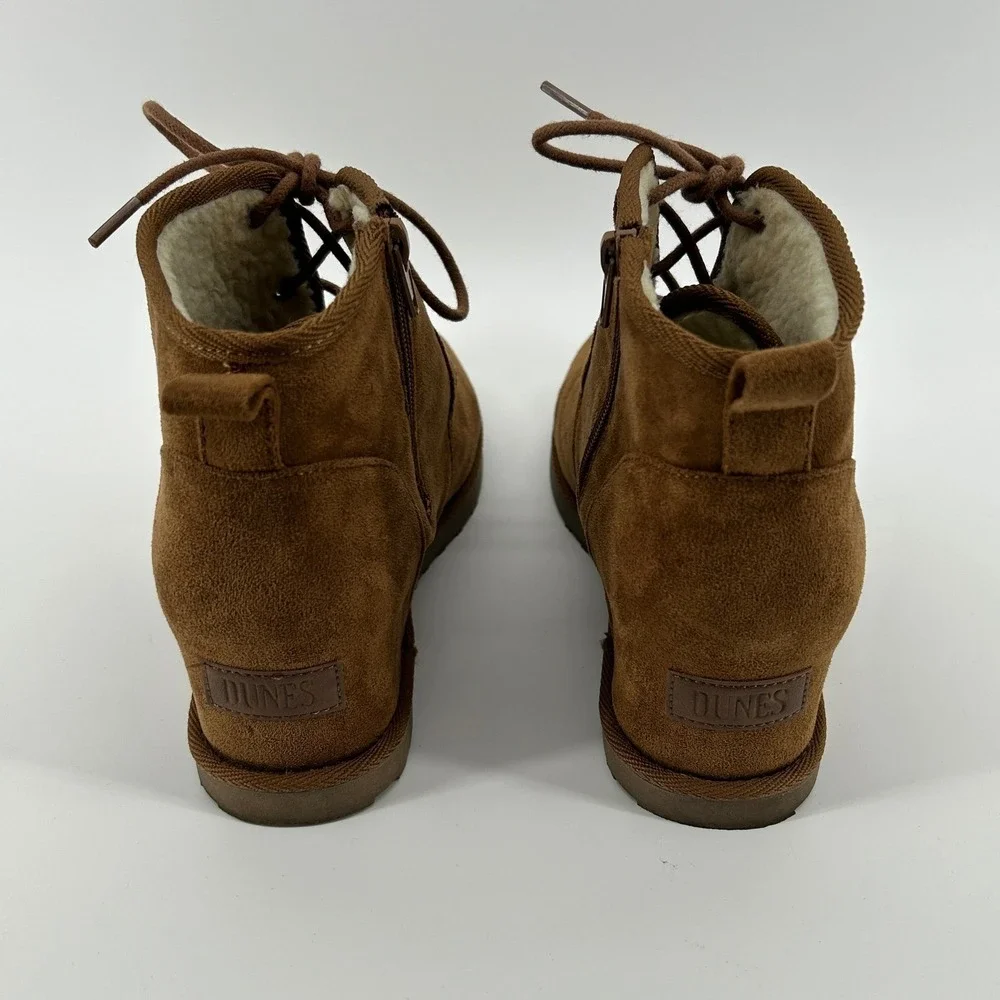 Dunes Kim Brown Faux Suede Lined Hidden Wedge Ankle Boots 9M Fall Streetwear
